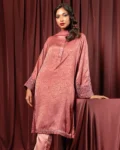 Embroidered Luxury Double Silk Short Kameez | Baby Pink