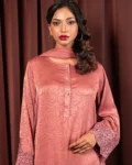 Embroidered Luxury Double Silk Short Kameez | Baby Pink